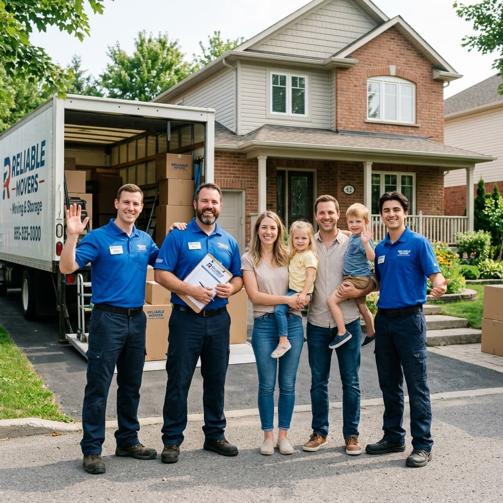 Movers team helping a family relocate near me